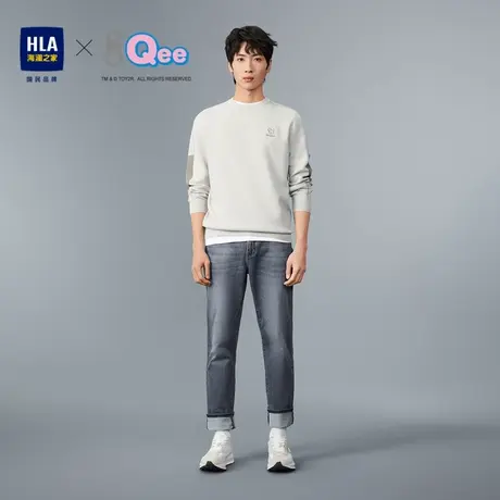 HLA/海澜之家2023Qee联名长袖针织衫圆领提花保暖休闲套头衫毛衣图片