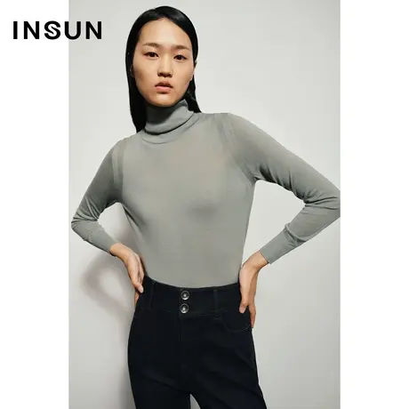 INSUN恩裳春季高领轻薄羊毛打底毛织衫商品大图