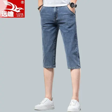 夏天7分牛仔短裤男夏季薄款休闲七分裤男士百搭潮流修身裤子男款商品大图