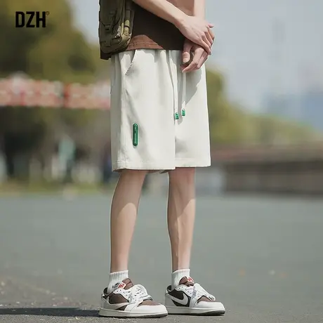 男士日系卡其色短裤男夏季宽松运动速干裤2023新款夏天冰丝裤男款商品大图