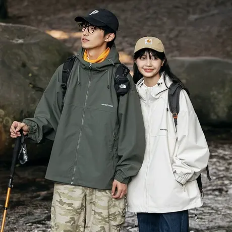 DZH男女同款防风防水冲锋衣男春秋季高级感2025年新款情侣款夹克商品大图