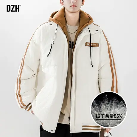 青少年假两件羽绒服男款冬季2024新款保暖加厚棒球服外套羽绒夹克图片