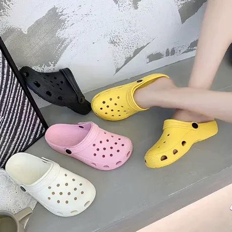 洞洞鞋女ins潮防滑韩版凉鞋学生可爱百搭沙滩鞋夏包头厚底拖鞋女商品大图