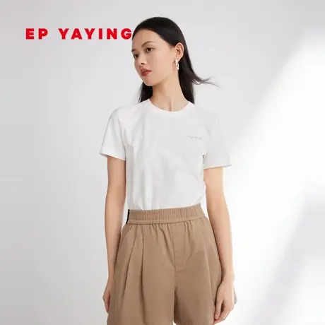 EP雅莹女装 字母提花修身圆领短袖正肩打底t恤 春夏商场同款5328A商品大图