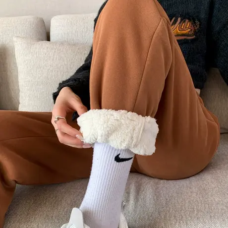 加绒裤子女秋冬款束脚卫裤休闲裤小个子运动裤棉裤外穿羊羔绒超厚商品大图