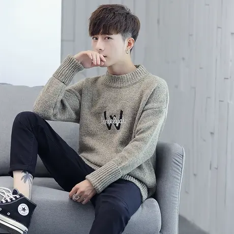 毛衣男士秋季2023新款韩版潮流宽松半高领线衣男秋冬装个性针织衫商品大图