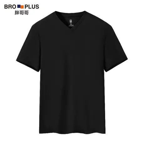 胖哥哥大码男夏季莫代尔短袖加肥加大宽松舒适肥佬透气v领半袖T恤商品大图