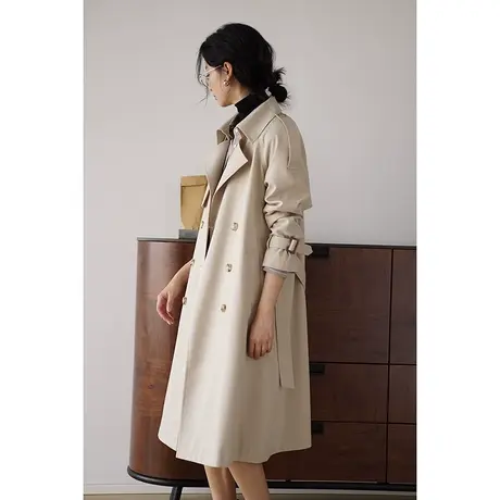 嘉茱莉2023秋季新款小个子风衣外套女中长款宽松上衣法式赫本风商品大图