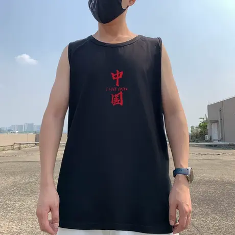 潮流运动外穿篮球背心纯棉大码男装胖子加肥加大夏季无袖透气宽松商品大图