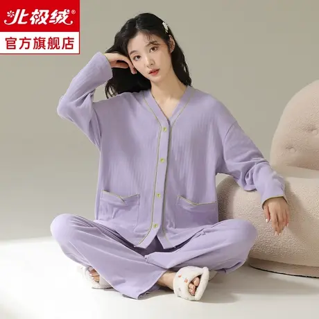 睡衣女春秋款纯棉长袖大码宽松薄款2023新款可外穿夏款家居服套装商品大图
