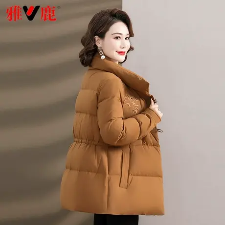 雅鹿妈妈羽绒服女短款立领2023年新款中老年人时尚洋气外套冬季图片