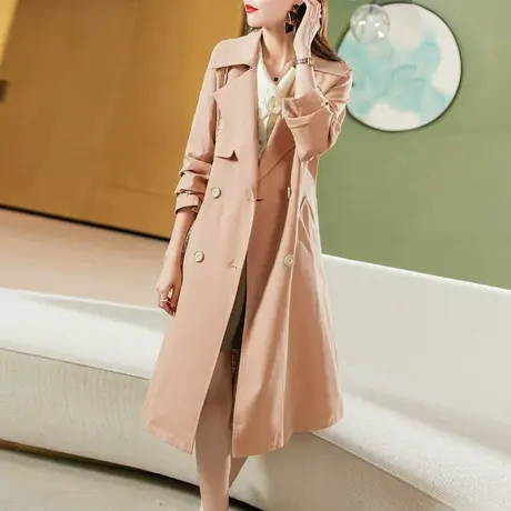 时尚气质长款风衣2021年春秋季新款淑女百搭韩版宽松长款上衣外套商品大图