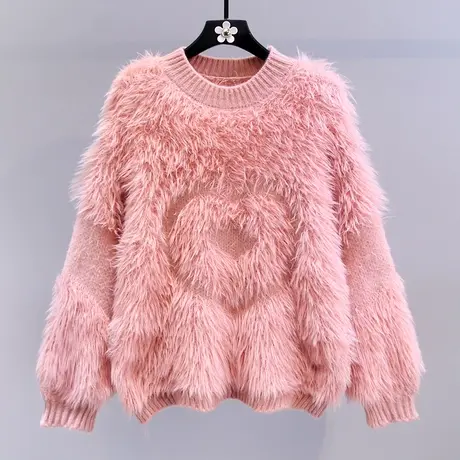 小香风甜美爱心毛衣女秋冬2023新款温柔高级感减龄软糯针织衫上衣商品大图