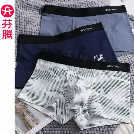 芬腾男士内裤夏季薄款纯棉抗菌内裆平角裤大码透气男款青年短裤头商品大图