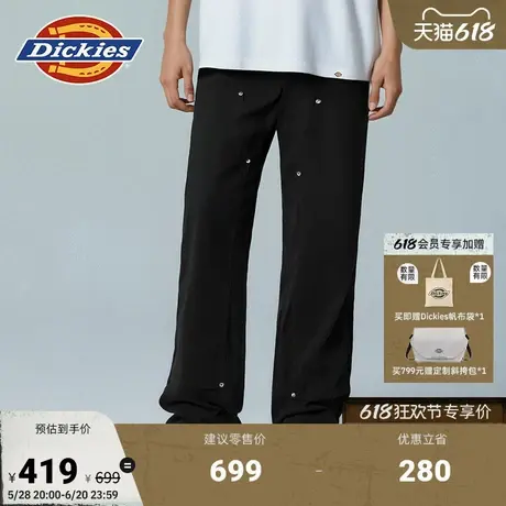 Dickies25春夏新款 金属铆钉装饰双膝裤 帆布面料直筒裤男女情侣图片