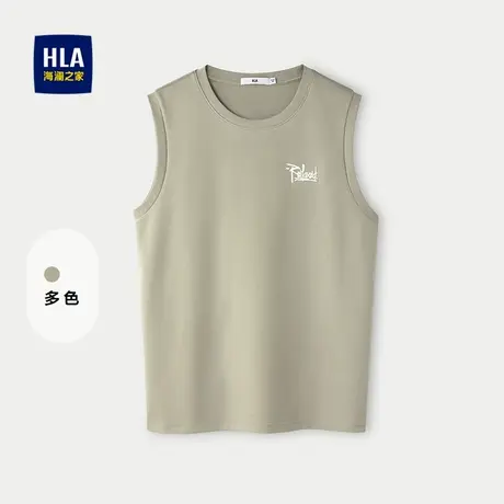HLA/海澜之家运动休闲背心2025春夏新圆领立体刺绣无袖时尚上衣男商品大图