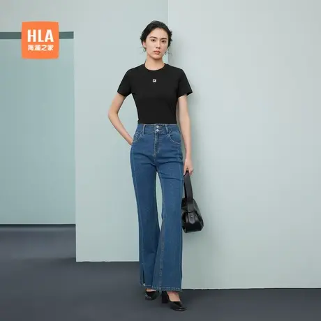 HLA/海澜之家短袖凉感T恤2025夏季新款圆领吸湿排汗时尚短t女装商品大图