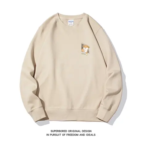 小众设计感日系复古柴犬秋田狗卫衣男春秋款青少年宽松休闲上衣商品大图