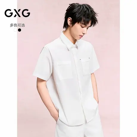 GXG男装 撞色压线口袋设计衬衫通勤简约短袖男衬衣 25年夏季新品商品大图