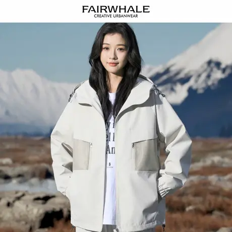 马克华菲美式复古连帽外套女2025新款春秋宽松休闲百搭情侣装上衣图片