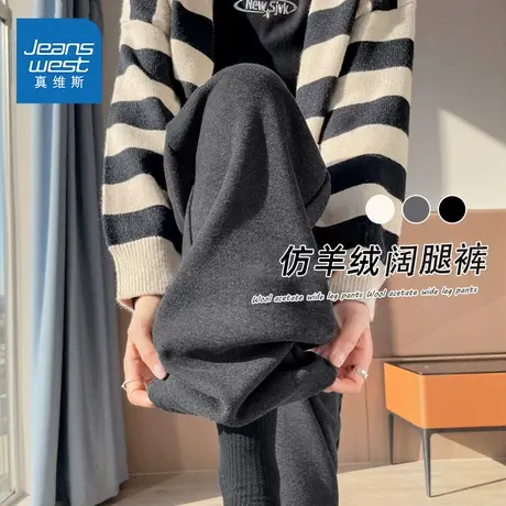 NOE真维斯糯米裤女2025新款秋季薄款青少年垂感宽松直筒阔腿裤商品大图
