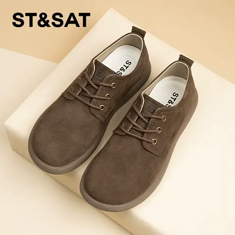 星期六男鞋春季复古英伦风大头全包勃肯鞋男2026新款宽头休闲皮鞋商品大图