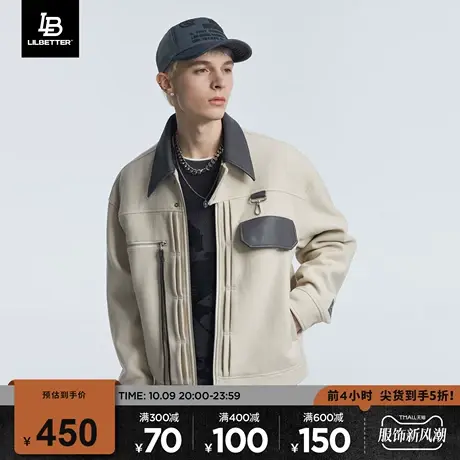 LiLbetter呢子外套男款羊绒大衣高级感翻领男秋冬季夹克潮流男装商品大图