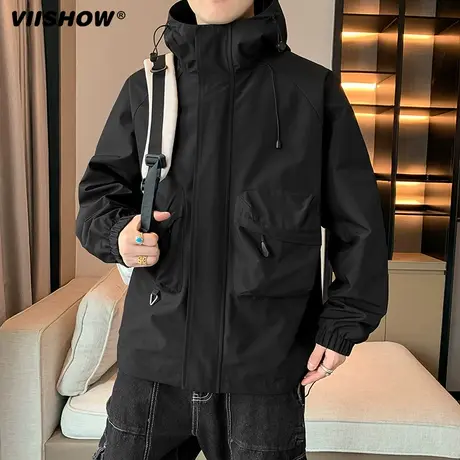 VIISHOW高级感工装冲锋衣连帽外套休闲百搭男士秋冬新款潮牌夹克商品大图