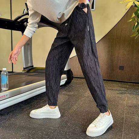 秋冬2023新款灯芯绒加厚休闲裤男小众宽松束脚哈伦裤男款加绒卫裤图片