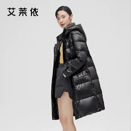 艾莱依新品亮面羽绒服女白鸭绒冬装中长款大牌高端气质加厚外套冬图片
