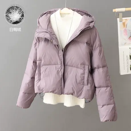 2023新款爆款羽绒服女短款连帽显瘦小个子时尚洋气白鸭绒保暖外套图片