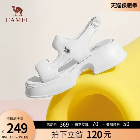 骆驼女鞋2023夏季新款时尚百搭休闲粗跟仙女风时装女凉鞋图片