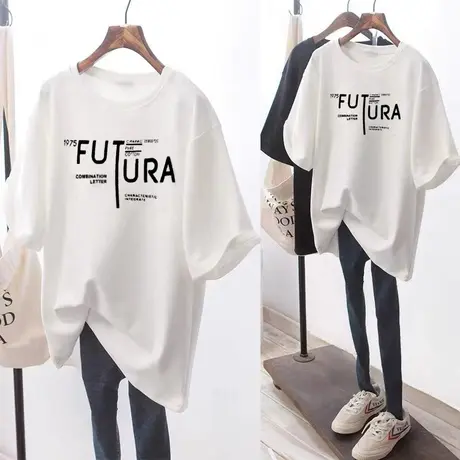 甜辣别致设计感中长款装饰短袖t恤女夏季宽松ins潮牌小众半袖上衣商品大图