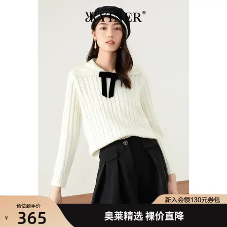 【蝴蝶结】YINER音儿女装2022春季新款蝴蝶结翻领针织衫商品大图