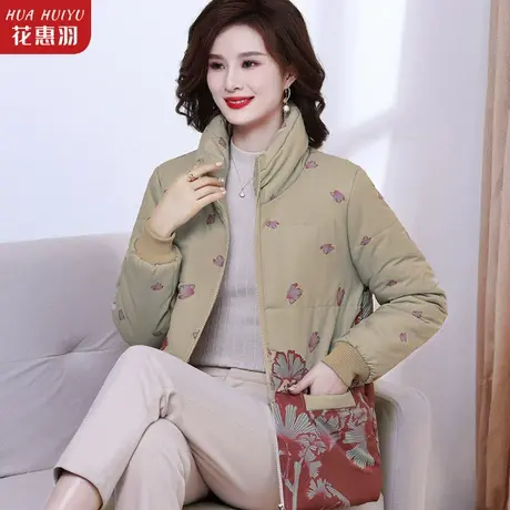 中年妈妈冬装羽绒棉服外套洋气加厚棉衣中老年女装冬季中长款棉袄商品大图