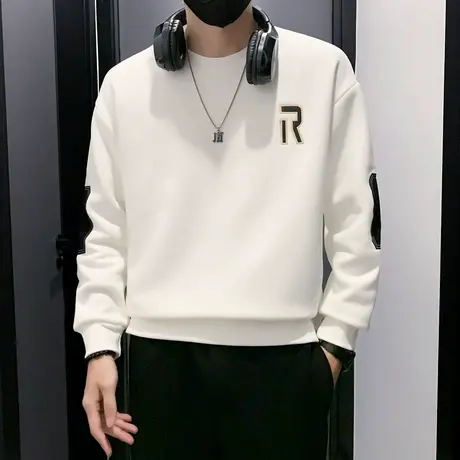 圆领字母卫衣ins潮牌拼接长袖t恤2023新款春秋季痞帅日系字外套潮图片