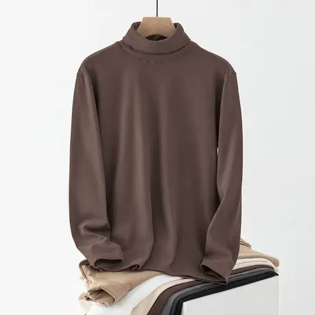 300g重磅德绒打底衫男长袖t恤高领上衣服双面绒纯色秋衣内搭体恤商品大图