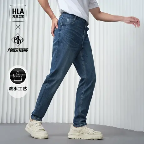 HLA/海澜之家POWER YOUNG系列牛仔裤24春夏新后腰皮标休闲裤子男图片