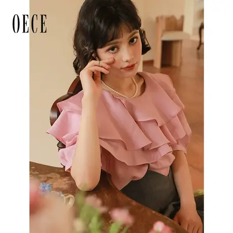 Oece高级感衬衫背带裤子两件套女春夏新款优雅新款小众设计感套装商品大图