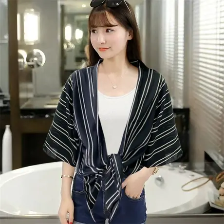 防晒白衬衫上衣女夏季设计感小众穿搭法式小个子气质中袖衬衣外套商品大图