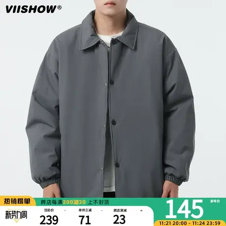 VIISHOW外套男春秋季2023新款潮牌日系宽松痞帅翻领工装夹克上衣商品大图