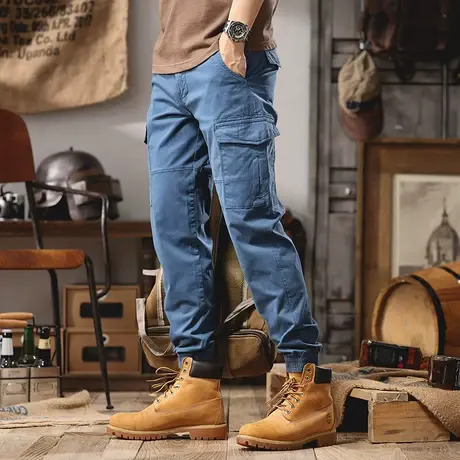 Modi Nick/摩帝尼克工装裤休闲裤子男款复古束脚裤大码纯色工装裤商品大图