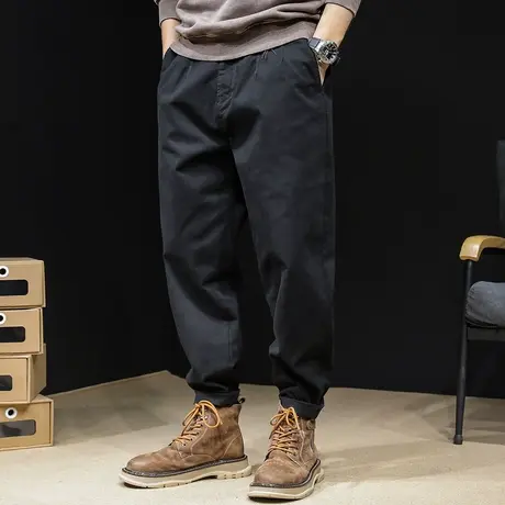 春秋款黑色休闲裤男宽松直筒春季2024新款男士裤子长裤哈伦男裤潮商品大图
