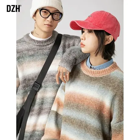 情侣扎染毛衣男圆领宽松慵懒风男装2024新款套头针织衫秋冬毛线衣商品大图