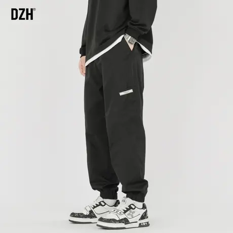 男士黑色束脚工装裤男潮牌宽松纯棉休闲裤九分运动裤2023新款秋季商品大图