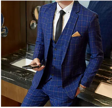 西服套装男士三件套韩版修身小西装职业正装伴郎服装新郎结婚礼服图片