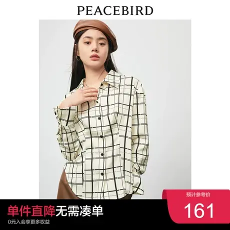 太平鸟格纹印花衬衫女秋季新款时尚衬衣外套女外穿格子衬衫商品大图
