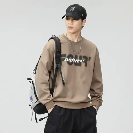 潮流印花圆领男士休闲卫衣时尚百搭秋冬款卫衣大码长袖休闲卫衣商品大图