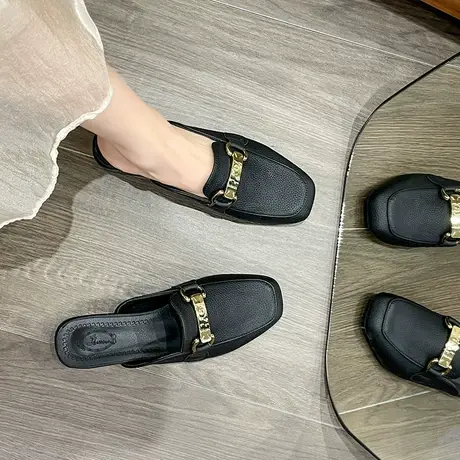 包头半拖鞋女外穿2024春秋季新款时尚粗跟凉鞋ins超火低跟穆勒鞋商品大图