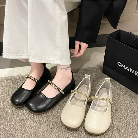 仙女风软底软皮单鞋女外穿2024年春季新款玛丽珍女鞋平底豆豆女鞋商品大图